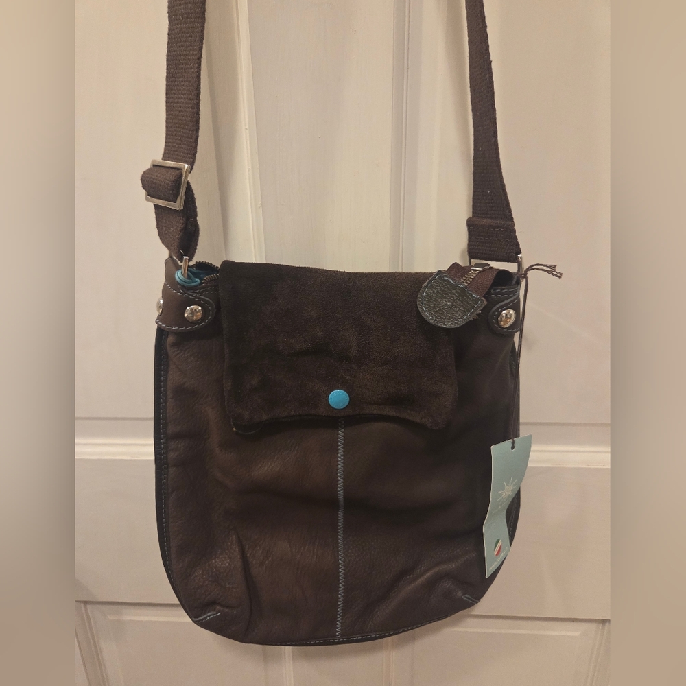 Gabs Firenze Leather/Suede Crossbody Messenger Bag Purse NWT Made In Italy - Picture 2 of 15